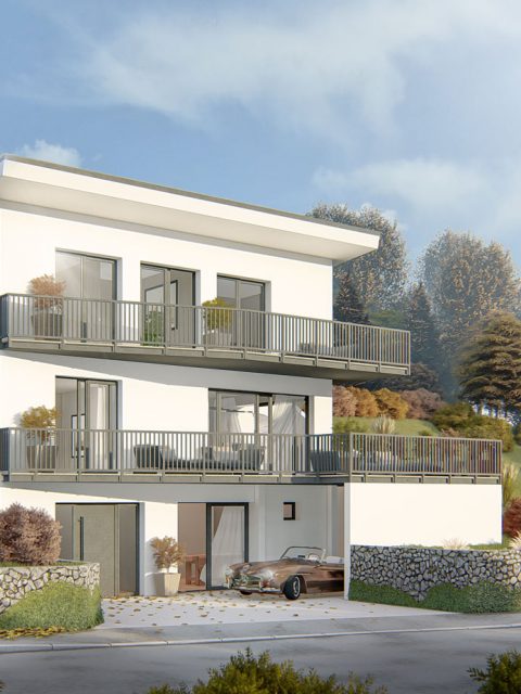 Architekturvisualisierung Einfamilienhaus in Birsfelden in der Schweiz