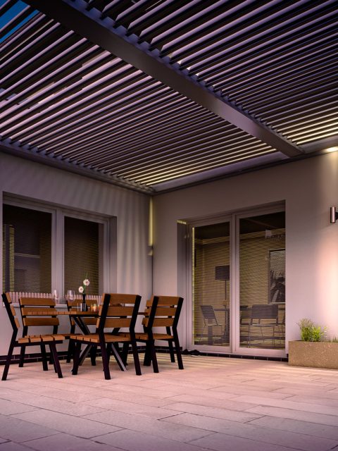 3D Architektur Visualisierung Villa mit Lamellendach